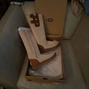 UGG Women's Knit Cream and Tan Boots